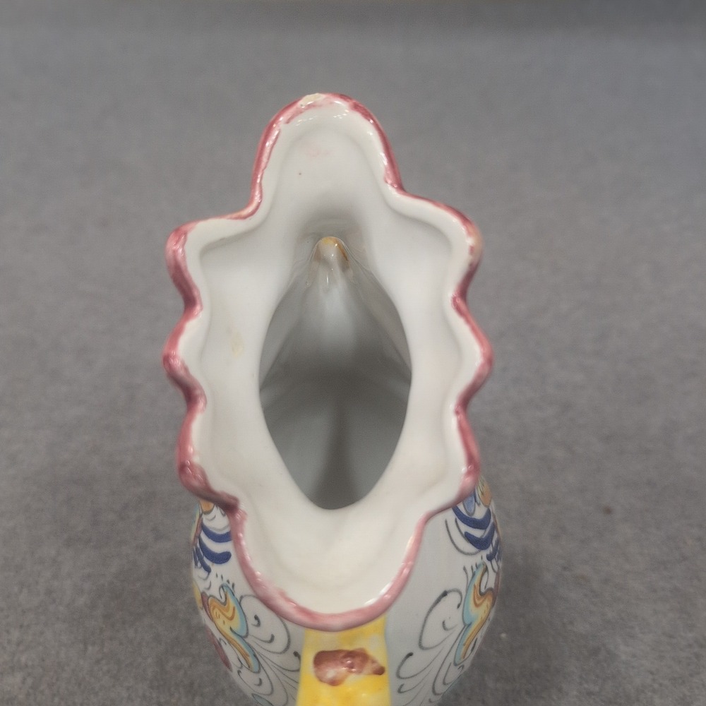 Vintage Italian Ceramic Rooster Pitcher Hand Painted Raffaellesco Dragon Creamer - Picture 5 of 8